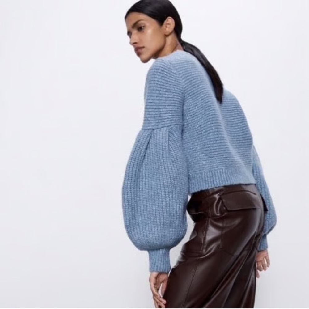 Zara Light Blue Wool Sweater- L - Picture 3 of 14